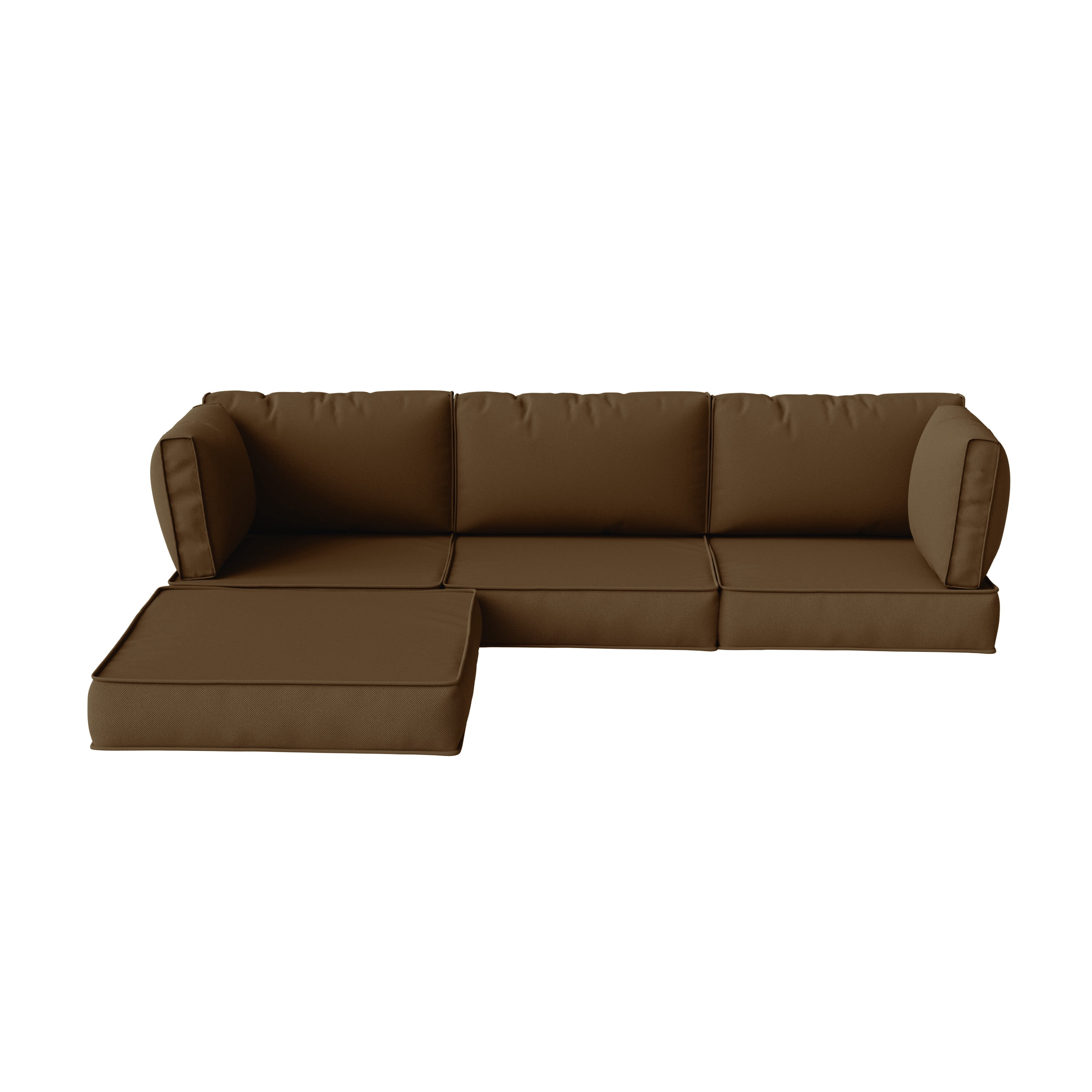 Snubbull Patio Furniture Cushions, Replacement Outdoor Cushions for 4-Seat Sectional Sofa,Waterproof & Zipped, Chocolate