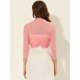 thumbnail image 4 of Semi Sheer Elegan Mangas Largas Bolero Shrug Top para Mujer Rosa S, 4 of 5