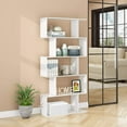 HOMEFORT 5Tier Geometric Bookcase, Wooden S Shaped Storage Bookcase