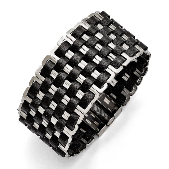 White Stainless Steel bracelet Contemporary Black 7 in 35 mm