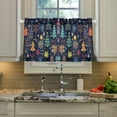 thumbnail image 2 of Yayeee Kitchen Curtains Light Filtering 27"x24" Rod Pocket Short Cafe Window Panel, Dark Blue Christmas, 2 of 7