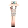thumbnail image 3 of 3.05ct Brilliant Emerald Cut Blue Moissanite 18K Rose Gold Halo Solitaire with Accents Engagement Bridal Wedding Ring Band Set size 3.75, 3 of 7