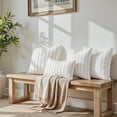 thumbnail image 6 of Decorative Cream Throw Pillow Covers 18x18 Set of 2, Striped Textured Farmhouse Pillow Covers, Soft Chenille Cushion Covers for Couch Sofa Bed Home Decor, 6 of 6