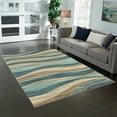thumbnail image 3 of (2 pack) Mainstays Geometric Blue Brown Waves Indoor Area Rug, 7' x 10', 3 of 7