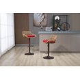 thumbnail image 2 of Swivel Bar Stools Set of 2, Rattan Counter Height Bar Stools with Linen Cushion and Metal Base, Height Adjustable Bar Chairs Dining Chairs with Footrest for Kitchen Island Dining Room Pub, Red, 2 of 7