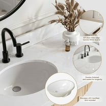 ARIEL CAMBRIDGE 42 Inch Single Oval Sink Bathroom Vanity With Carrara White Quartz Countertop 1.5 Inch Edge In Oak