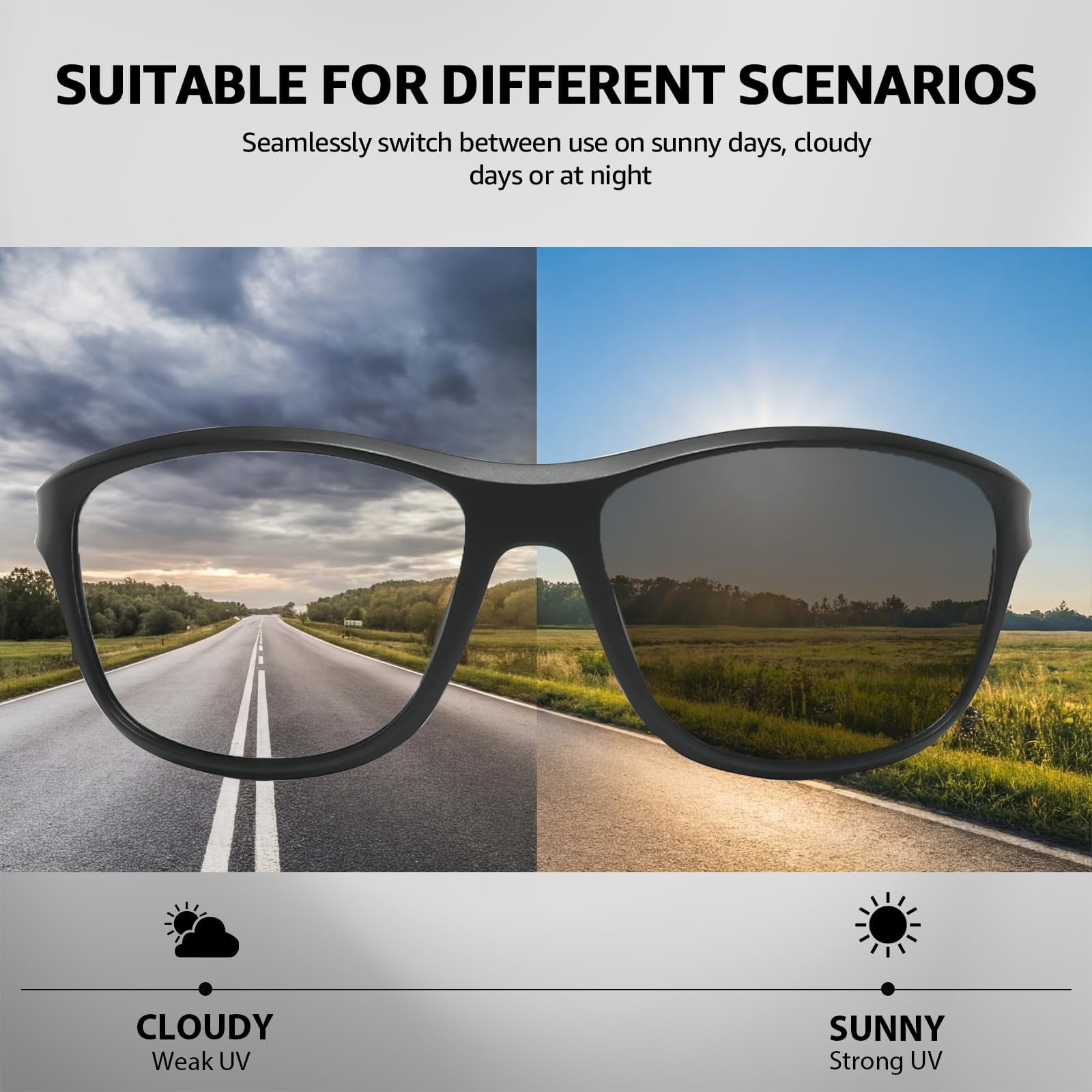 Myiaur Photochromic Sunglasses for Women Men, Polarized Sports Sun Glasses for Running Cycling Outdoor UV400 Protection