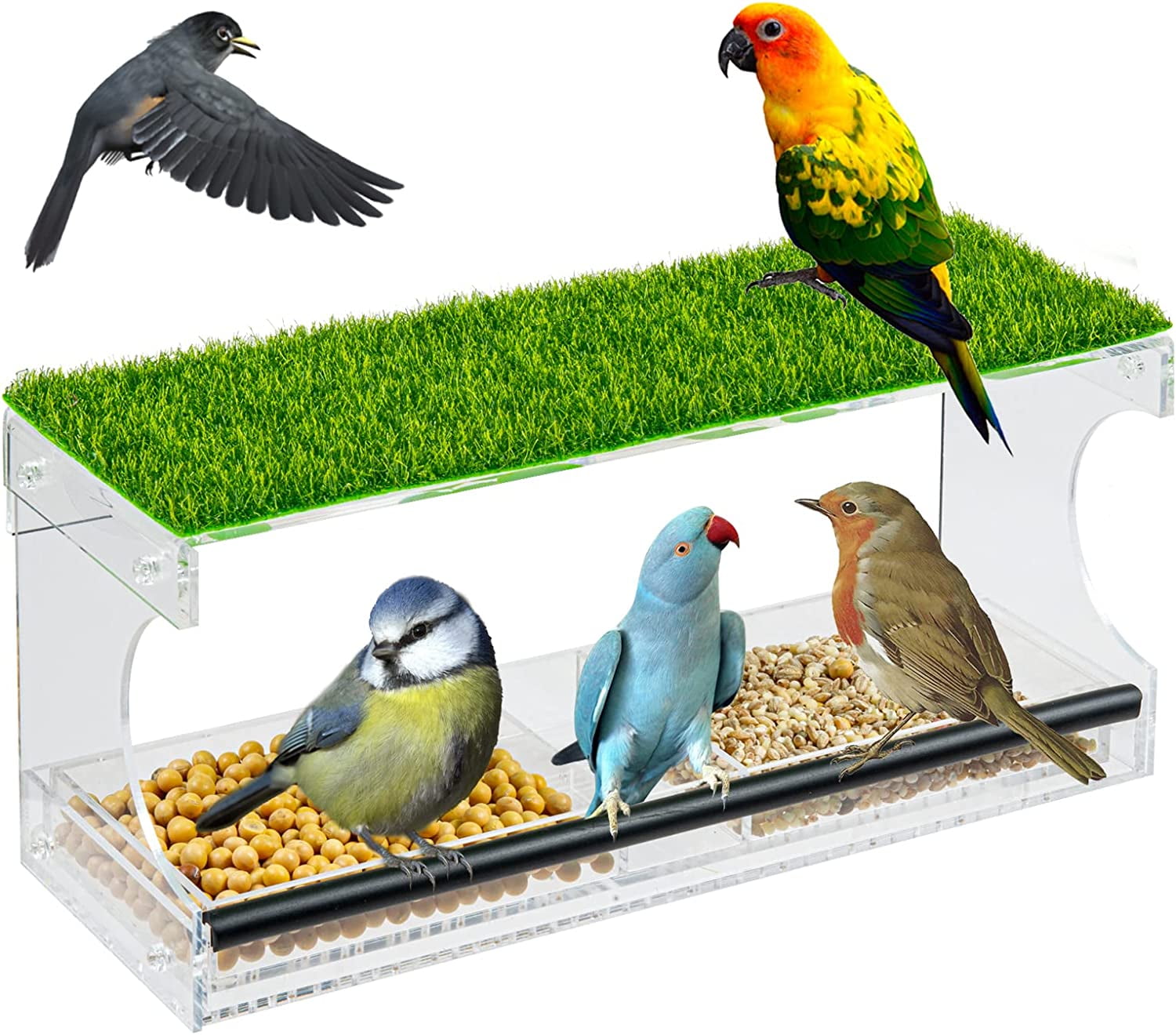 Window Bird Feeder Outdoor Bird Feeders with Strong Suction Cups, Drain