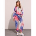 thumbnail image 3 of DARING DIVA Women's 2 Piece Tie Dye Hoodie Drawstring Sports Outfit L Purple Blue, 3 of 7