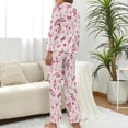 thumbnail image 3 of HPINK-T Pajama Sets for Womens Cute Leopard Spots Loose Button Down Long Sleeve Shirts And Pants Set, 3 of 12