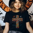 thumbnail image 3 of Faith 2 Peter 1:5-7 Christian Bible Verse Ornate Cross T-Shirt, Black, Size M, 3 of 6