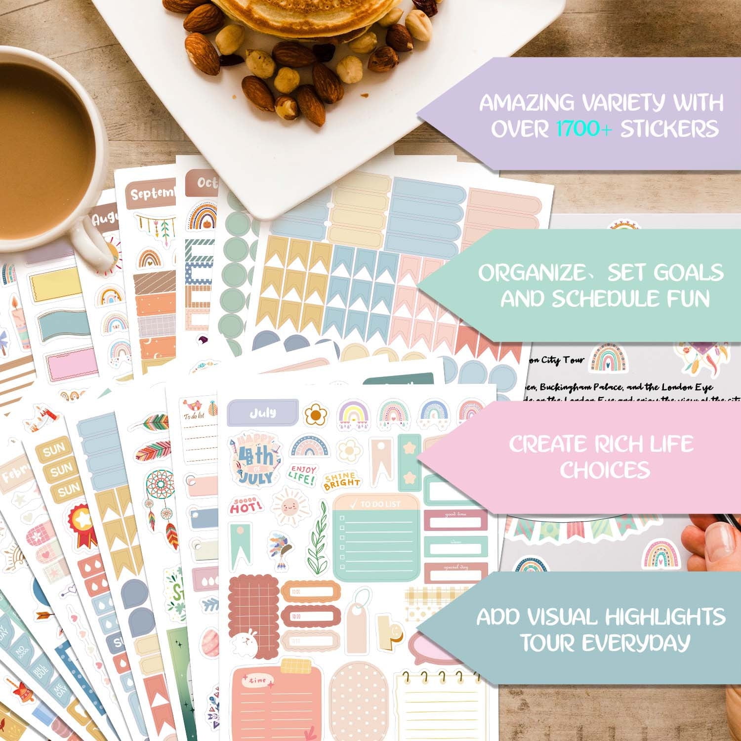 Iuhan 3Pcs Planner Stickers, Must-Have Organizer Stickers for Planning, Reliable Schedule Stickers, Colorful Task and Appointment Stickers for Journal, Diary, Calendar