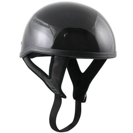 Outlaw Helmets Outlaw T68 DOT Glossy Black Motorcycle Skull Cap Half Helmet Black