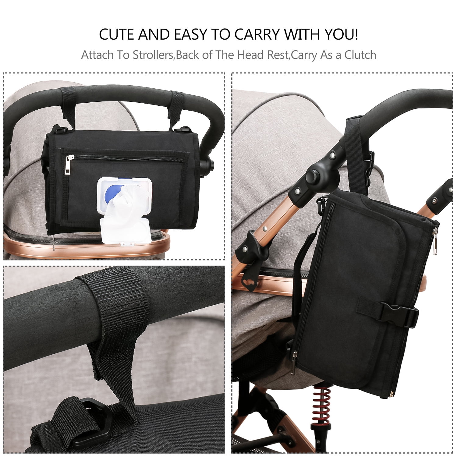 SPEKSEE Portable Diaper Changing Pad - Outdoor Travel Foldable Waterproof Diaper Bag with Shoulder Strap and Wet Wipes Pocket