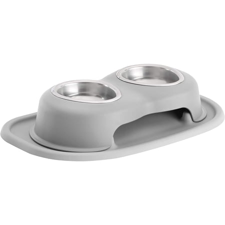 WeatherTech Double High Pet Feeding System - Elevated Dog/Cat Bowls - 3 inch High Light Grey (DHC0803LGLG)
