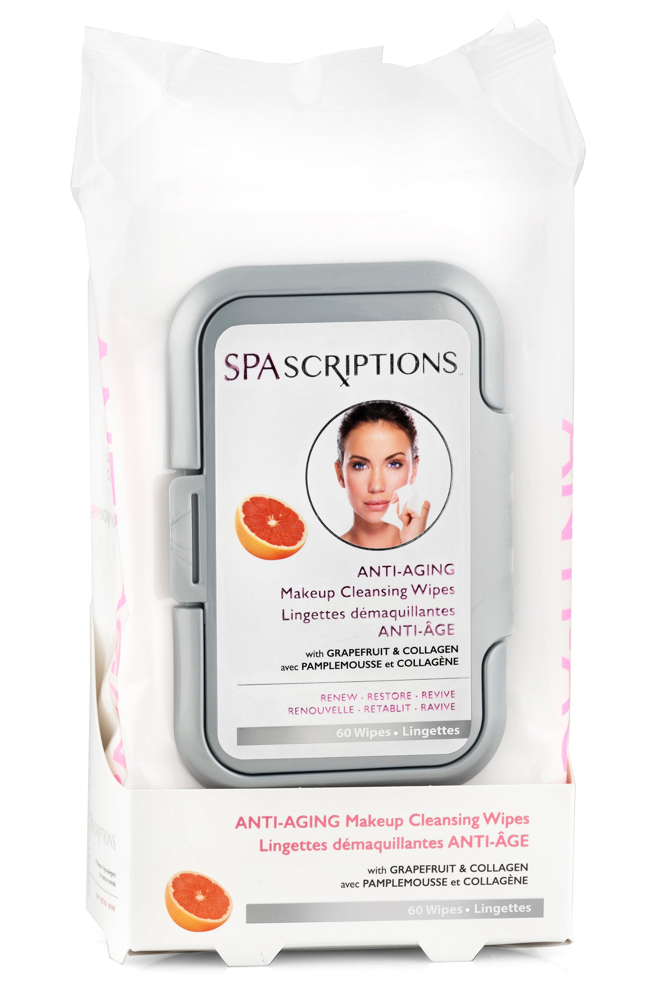 Spascriptions Anti Aging Makeup Cleansing Wipes, Top up Open, 60 Ea