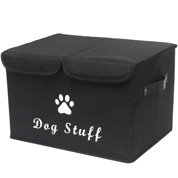 Brabtod Storage Baskets with Handle, Toy Basket for Dog with lid, Dog Storage Organizer Perfect for Pet Toys Living Room, Playroom, Closet, Home Organization and Storage,Black