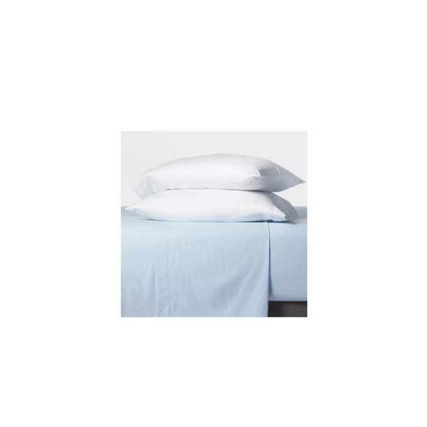 Twin/Twin XL Easy Care Flat Sheet Light Blue Eco Melange Room