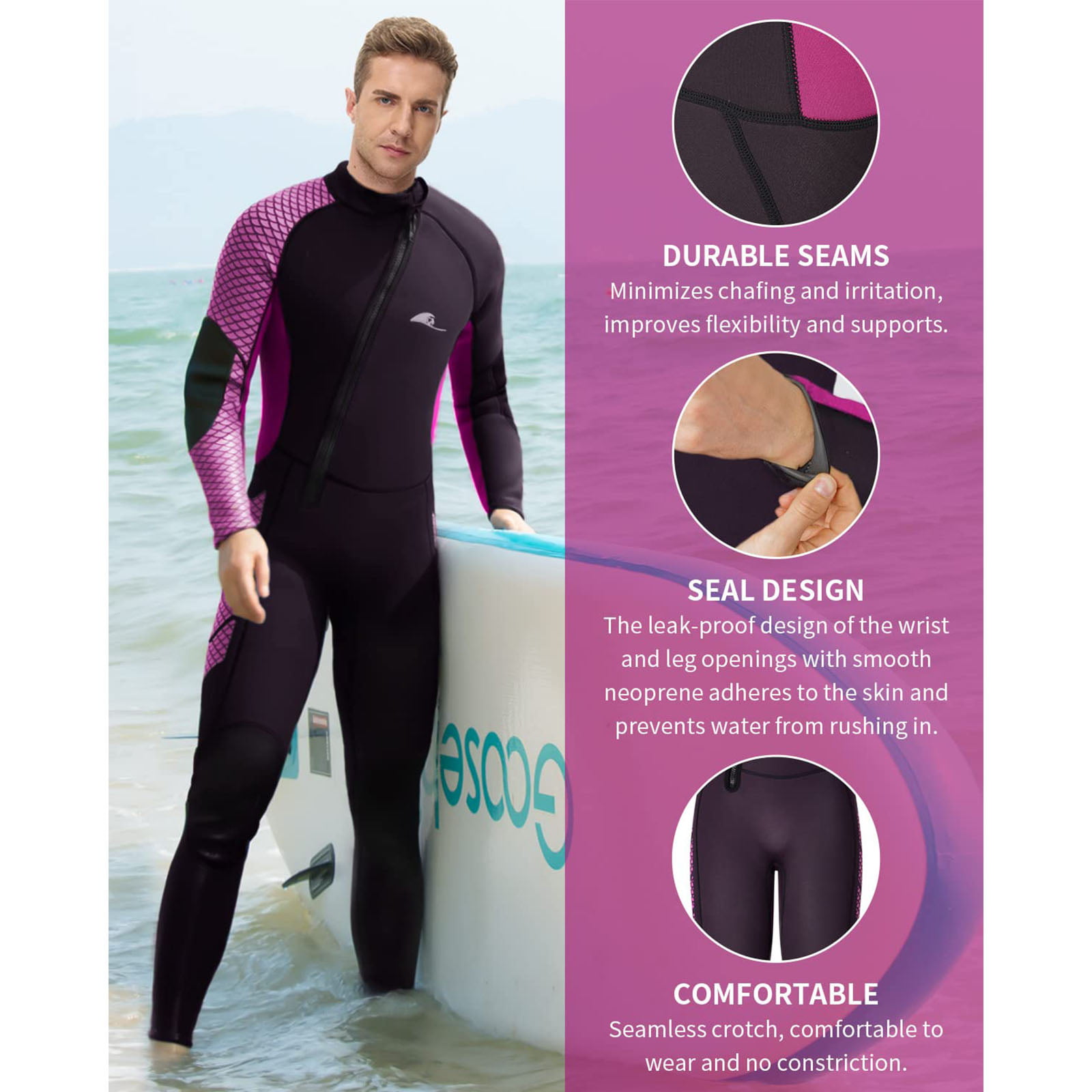 Owntop Wetsuit for Men 3mm Neoprene Body Mens Wet Suit Protection Keep Warm Cold Water Surfing Diving Suit - Walmart.com