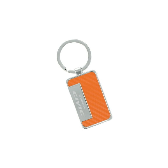 Honda Civic Orange Simulated Carbon Fiber Key Chain