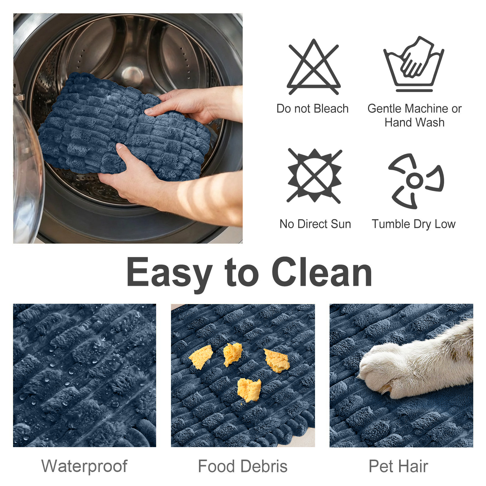 SANMADROLA Waterproof Couch Cover for Dogs Washable, Non-Slip Fuzzy Loveseat Slipcovers, Thick Soft Dog Bed Mat for 2 Cushion Sofa Pet Friendly Furniture Protector, Blue, 28" x 71"
