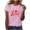 thumbnail image 4 of HaoXianJian Valentine's Day Shirt for Women Heart Print Short Sleeve Crew Neck Sweat Shirts Loose Fits Letter Print Graphic Pullover Tee Tops Casual Girl Friend Gift T Shirt Size 2X 3X, 4 of 5