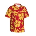 thumbnail image 2 of Hawaiian Shirt For Men, Hawaiian Style Red Yellow Mens Button Down Short Sleeve Shirt, Summer Beach Shirts For Men, 2 of 2