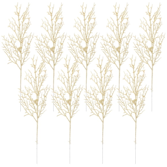 10 Uds. Hojas artificiales de purpurina, ramas de purpurina para fiesta de Navidad, hojas de árbol decorativas, suministros para festivales