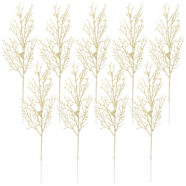 10 Uds. Hojas artificiales de purpurina, ramas de purpurina para fiesta de Navidad, hojas de árbol decorativas, suministros para festivales