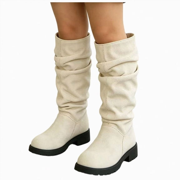 WXFAZCVU Girls Knee High Boots Over Knee Long Boots Round Toe Princess Shoes Fashion Goingout Size 2.5