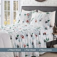 thumbnail image 3 of Mocassi Ultra-Soft 4-Piece Holiday Velvet Plush Flannel Sheet Set - Warm Fuzzy Flannel Fleece with Deep Pockets - High-Quality - Cal King, Skiing Penguins, 3 of 5