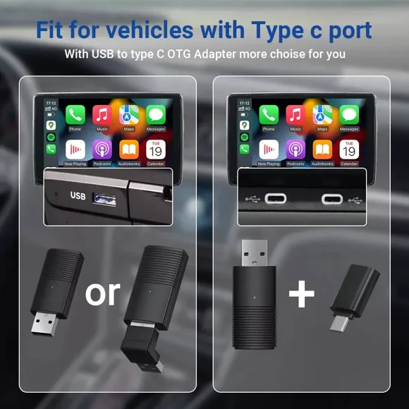 2024 For Apple CarPlay Wireless Adapter Car Play Dongle Bluetooth WiFi Fast Connect
