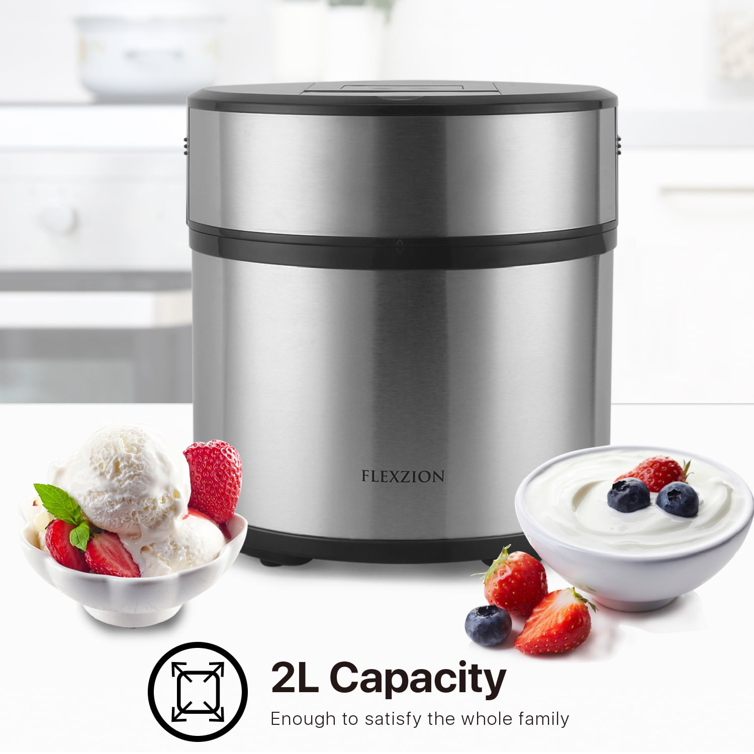 Flexzion Ice Cream Maker Frozen Yogurt Sorbet Gelato Maker Machine