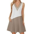 thumbnail image 2 of Viikei Womens Dresses Plus Size,Women's Printed Lace Sleeveless Pocket V-Neck Dress Khaki M, 2 of 5