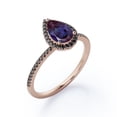thumbnail image 4 of Halo Design 1.15 TCW Pear Cut Lab Created Alexandrite and Black Diamond Scalloped Pave Engagement Ring in 18K Rose Gold Plating over Silver, 4 of 6