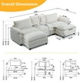 thumbnail image 4 of Ktaxon 120" W Sectional Sofa U Shaped Couch with Double Chaise Teddy Velvet Sleeper Set with 3 Oversized Seats Teddy White, 4 of 8