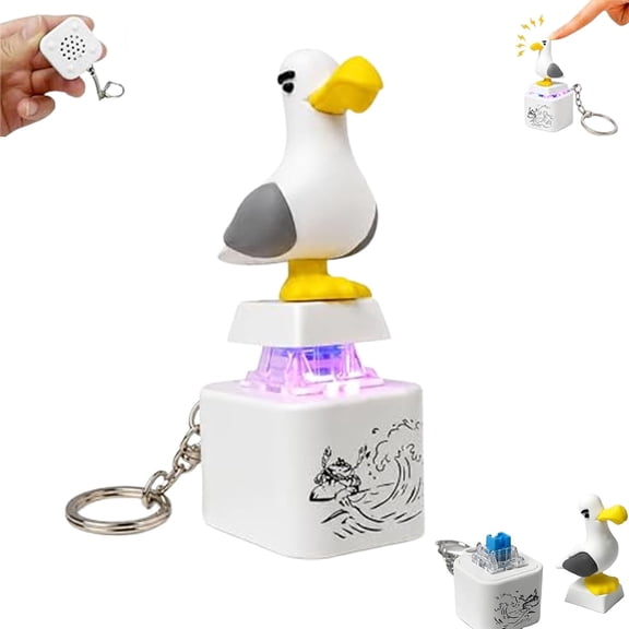 GliJian Seagull Mine Keychain, Seagull Mine Button Keychain, Rechargeable Portable Mines Seagulls Keychains, Quacking