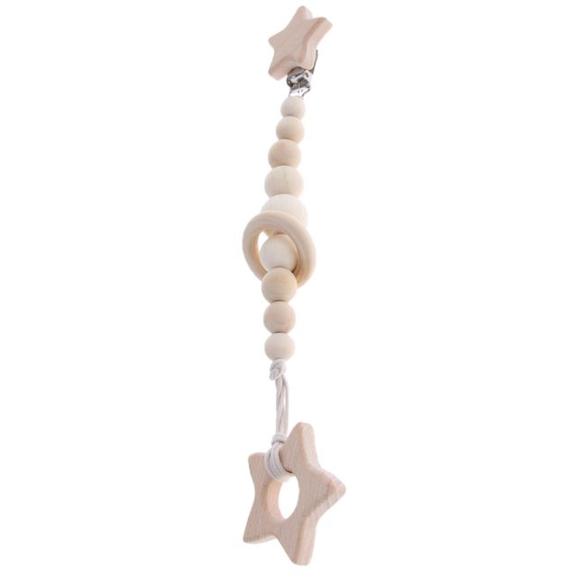 Chupete De De Orgánicas De Juguete Mordedor BPA Estrella Yotijar Cadena de chupete de madera