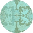 thumbnail image 1 of Ahgly Company Indoor Round Oriental Light Blue Modern Area Rugs, 5' Round, 1 of 4