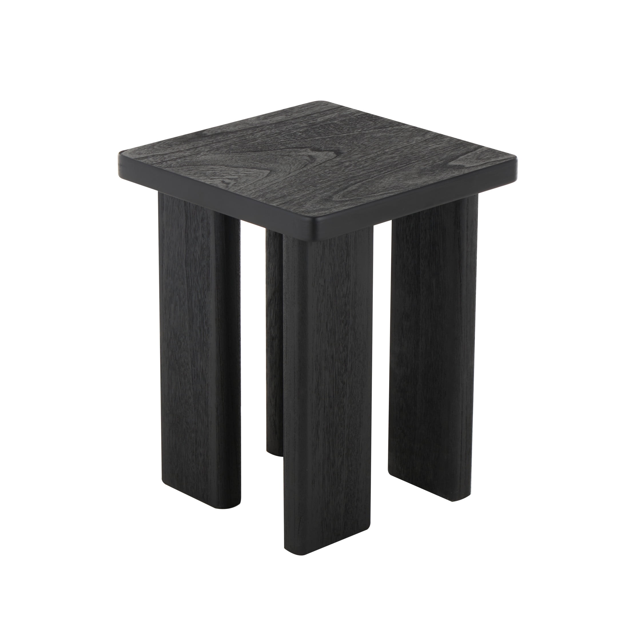 DecMode 16" x 20" Black Wood Handmade Accent Table with Square Tabletop, 1-Piece