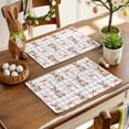 thumbnail image 2 of Easter Bunny Placemats Set of 12, Orange Bowknots Yellow Rabbits Light Grey Plaid Heat Insulated Linen Place Mats, Washable Stain-Proof Table Mats for Dining Tables Holiday Decor 13x19 Inches, 2 of 9
