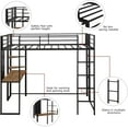 thumbnail image 2 of Twin Size Metal Loft Bed with 2 Shelves and One Desk, Build-in Ladders and Length Guardrails, Space-Saving Design, Twin Bed Frame for Kids/Teens (Black), 2 of 7