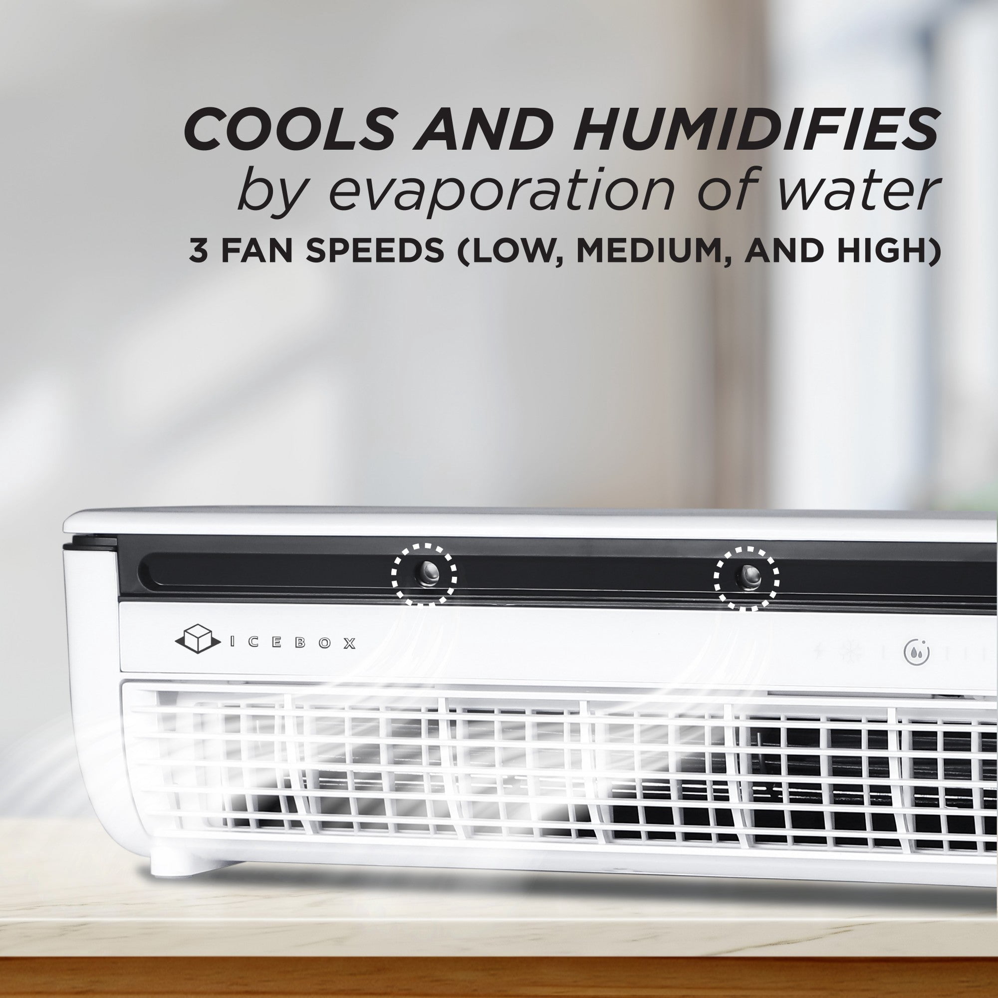 AIR COOLING MIST FAN 本体 Icebox, Cooling Mist Fan, Portable with 8-Hour Run Time, 3 Speeds