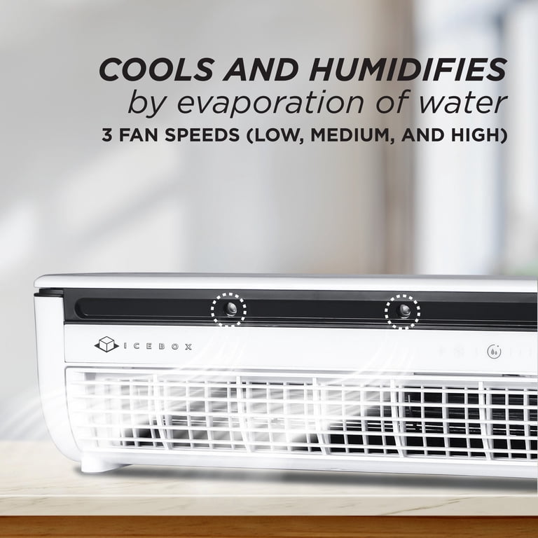 Icebox, Cooling Mist Fan, Portable with 8-Hour Run Time, 3 Speeds