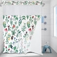 thumbnail image 3 of Dznils Cortina Shower de Tela Blanca sin Gancho con Forro a Presión, 72 x 74, Patrón Floral Verde Salvia, 3 of 11