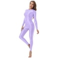 thumbnail image 4 of CHICTRY Womens Metallic Long Sleeve T-Shirt&Leggings Set 2Pcs Sports Dance Outfit Yoga Fitness Clothes Lavender XL, 4 of 7