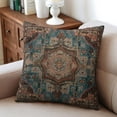 thumbnail image 6 of Bohemian Carpet Vintage Blue Red Tan Floral Throw Pillow Covers 18 X 18 Inch, Set Of 4, Linen Study Sofa Cushion Cover Indoor Living Room Home Decor, 6 of 7