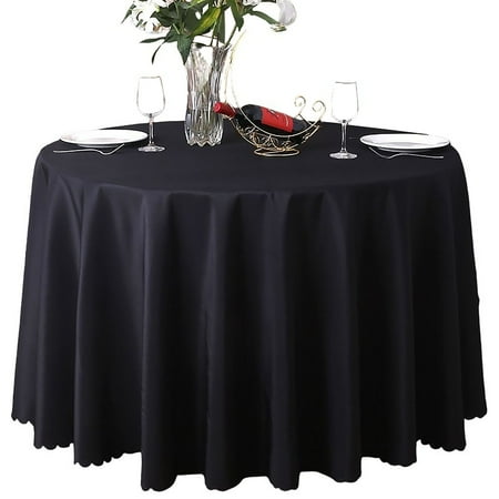 

2 Pack Round Tablecloth Solid Color Polyester Circle Table Protector Washable No Pilling Table Cover For Hotel Wedding Party Banquet Business-Black-1.8m