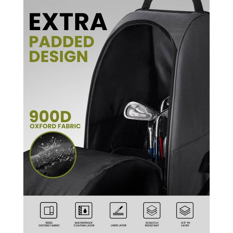 OutdoorMaster Padded Golf Bag with Carry Cover, Reinforced Wheels