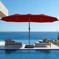 thumbnail image 6 of Bigleap 15ft Outdoor Patio Umbrella with Base Double Sided Garden Umbrella Rectangle Table Umbrella with Crank Handle Red, 6 of 6